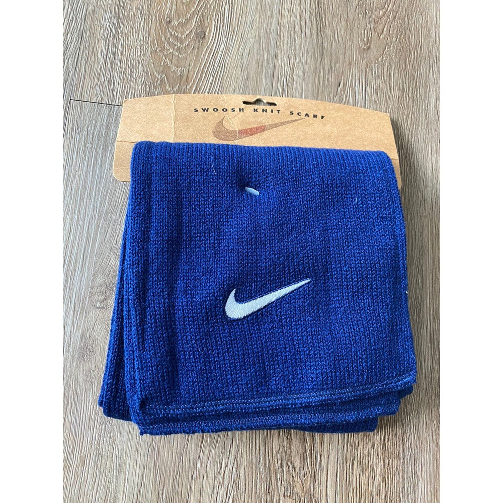 Nike Scarf Knitted Blue Acrylic Running Jogging Winter Late 90s Early 2000s